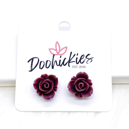 13mm Blooming Rose Singles -Earrings by Doohickies Wholesale