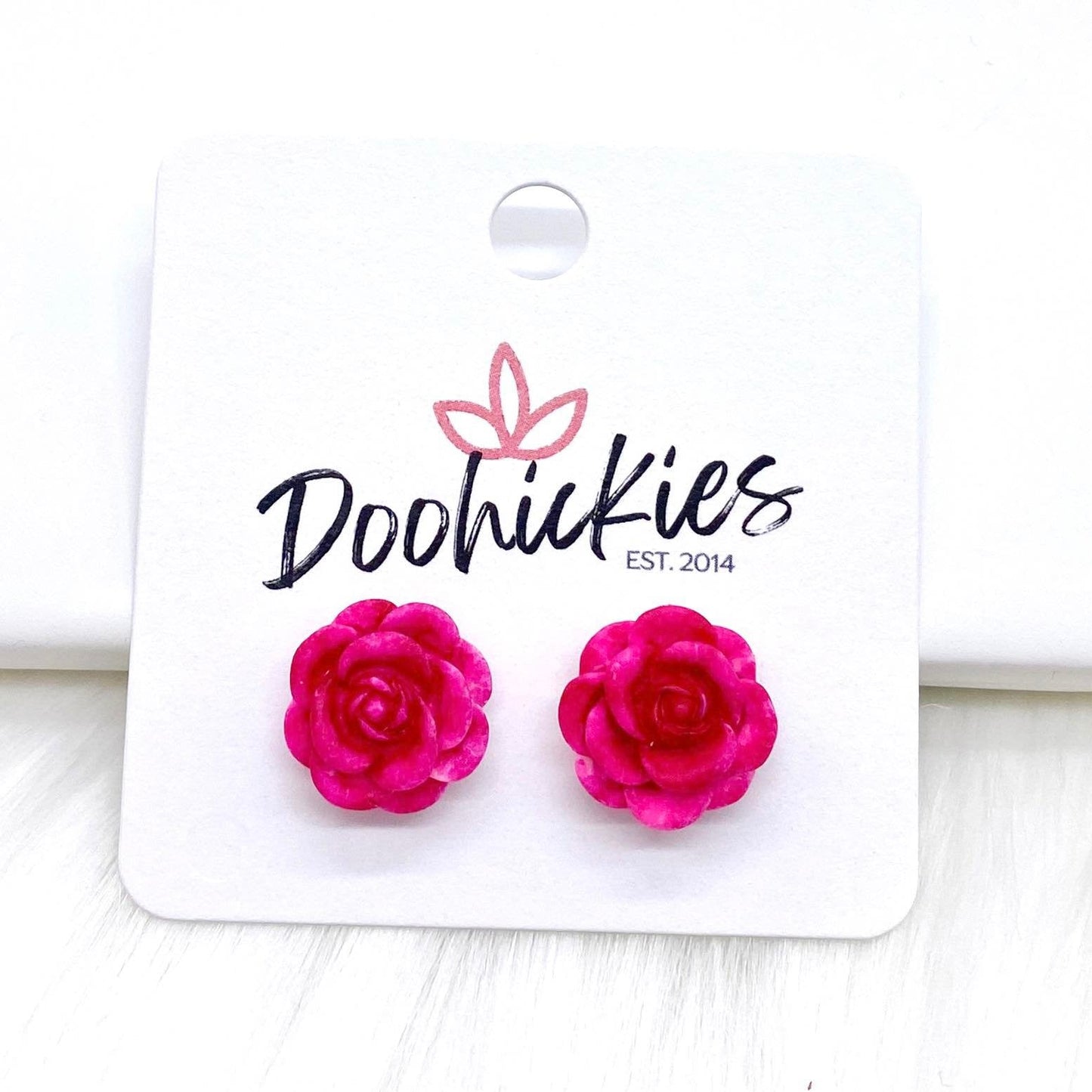 14mm Rose Singles -Earrings by Doohickies Wholesale