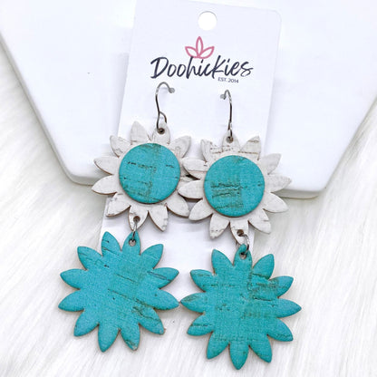 3.5" Daisy Dangle Drops (3-D Collection) -Earrings by Doohickies Wholesale