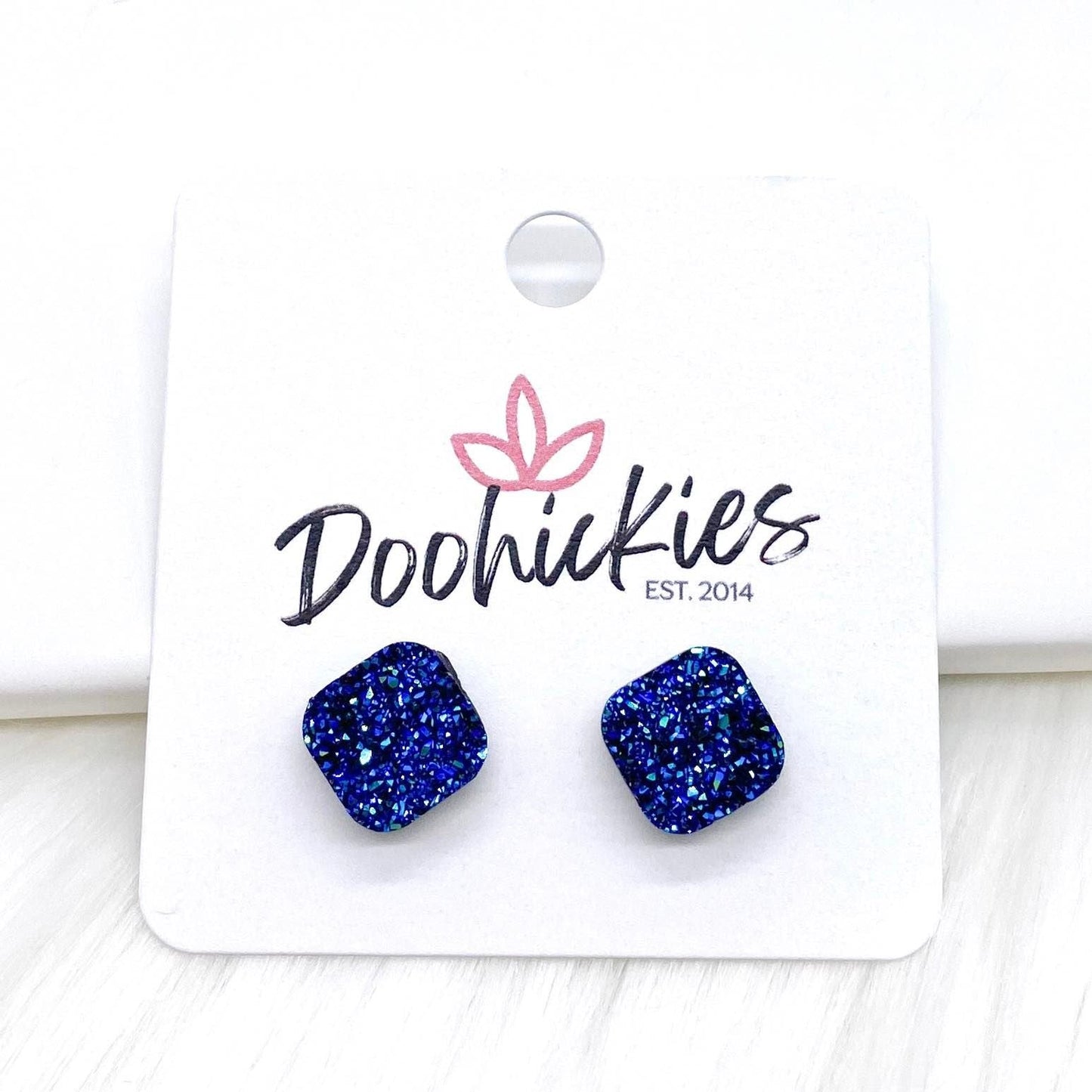 10mm Glitter Square Singles -Earrings by Doohickies Wholesale