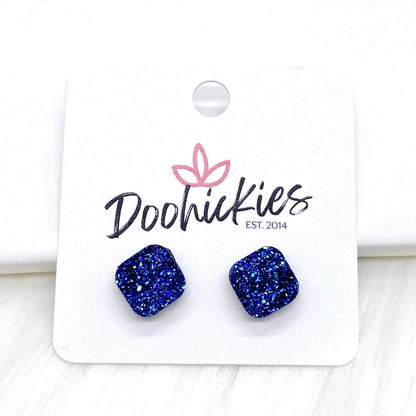 10mm Glitter Square Singles -Earrings by Doohickies Wholesale