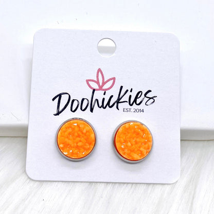 12mm Tropical Crystal Studs in Stainless Steel Settings -Summer Earrings by Doohickies Wholesale