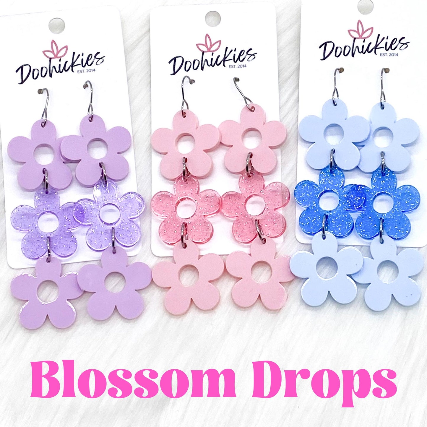 3.25" Blossom Drop Acrylics -Earrings by Doohickies Wholesale