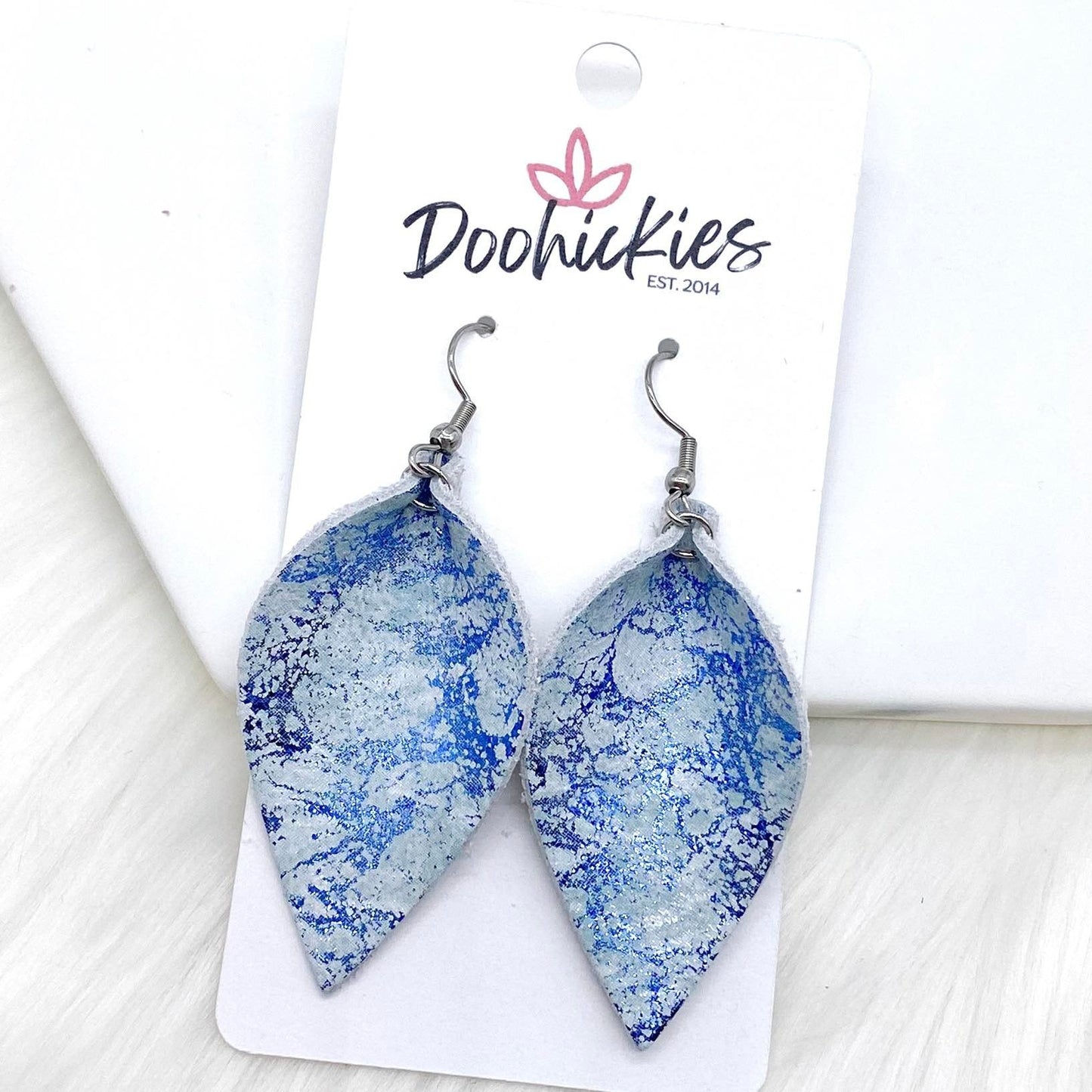 2" Shimmery Marble Small Petals -Earrings by Doohickies Wholesale