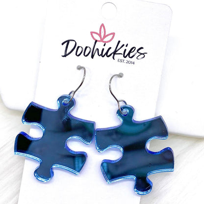 1.5" Autism Awareness Puzzle Piece Acrylics -Earrings by Doohickies Wholesale