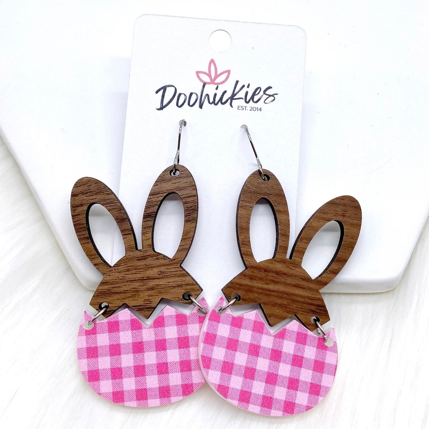 3" Hatching Hares -Earrings by Doohickies Wholesale