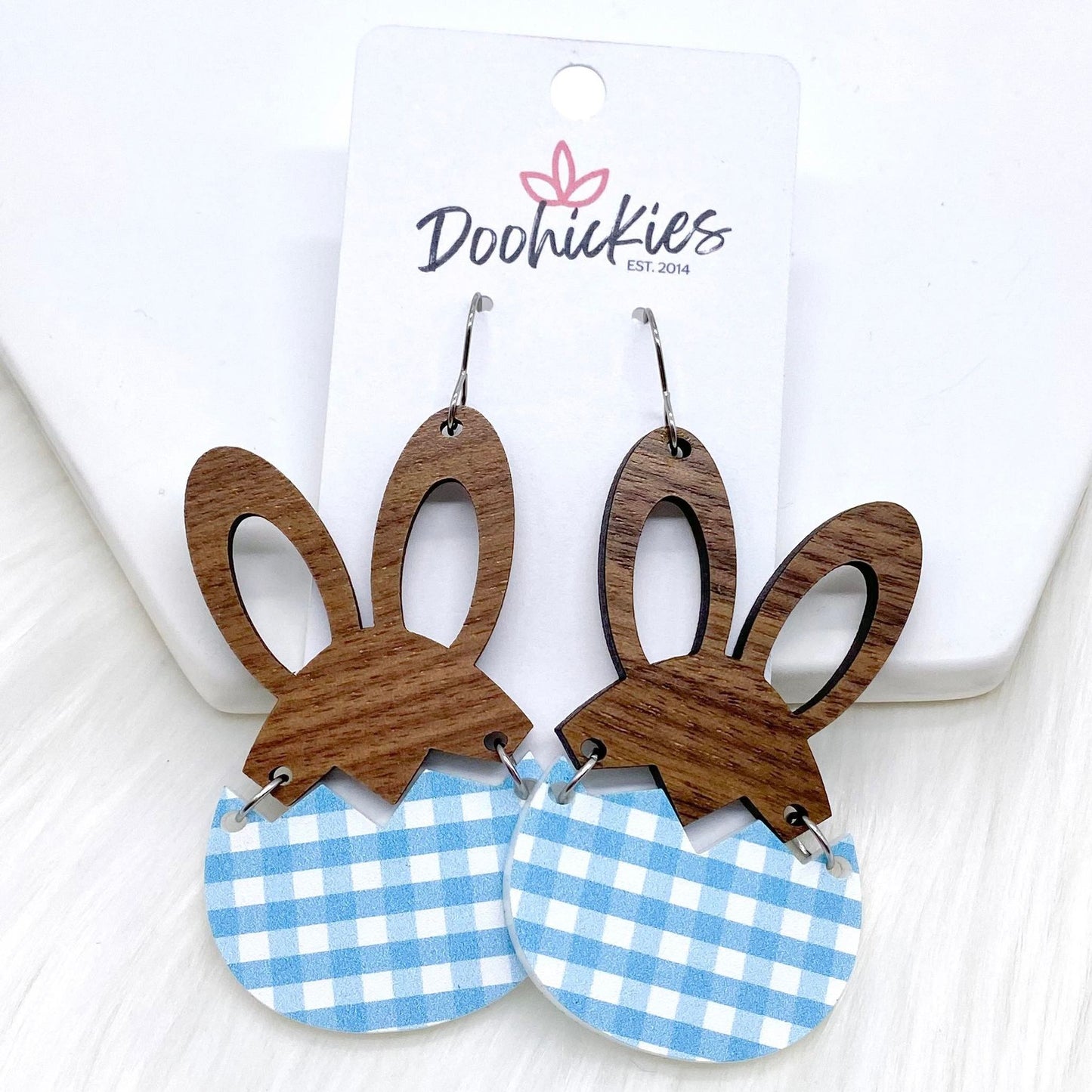 3" Hatching Hares -Earrings by Doohickies Wholesale