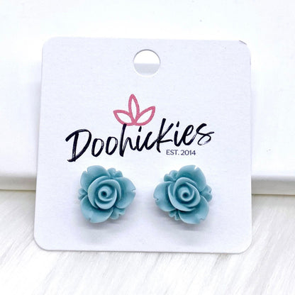 13mm Blooming Rose Singles -Earrings by Doohickies Wholesale