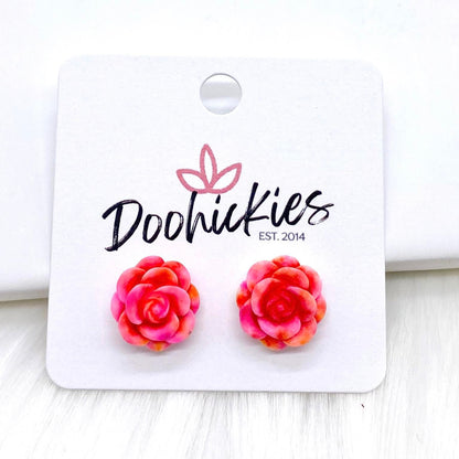 14mm Rose Singles -Earrings by Doohickies Wholesale