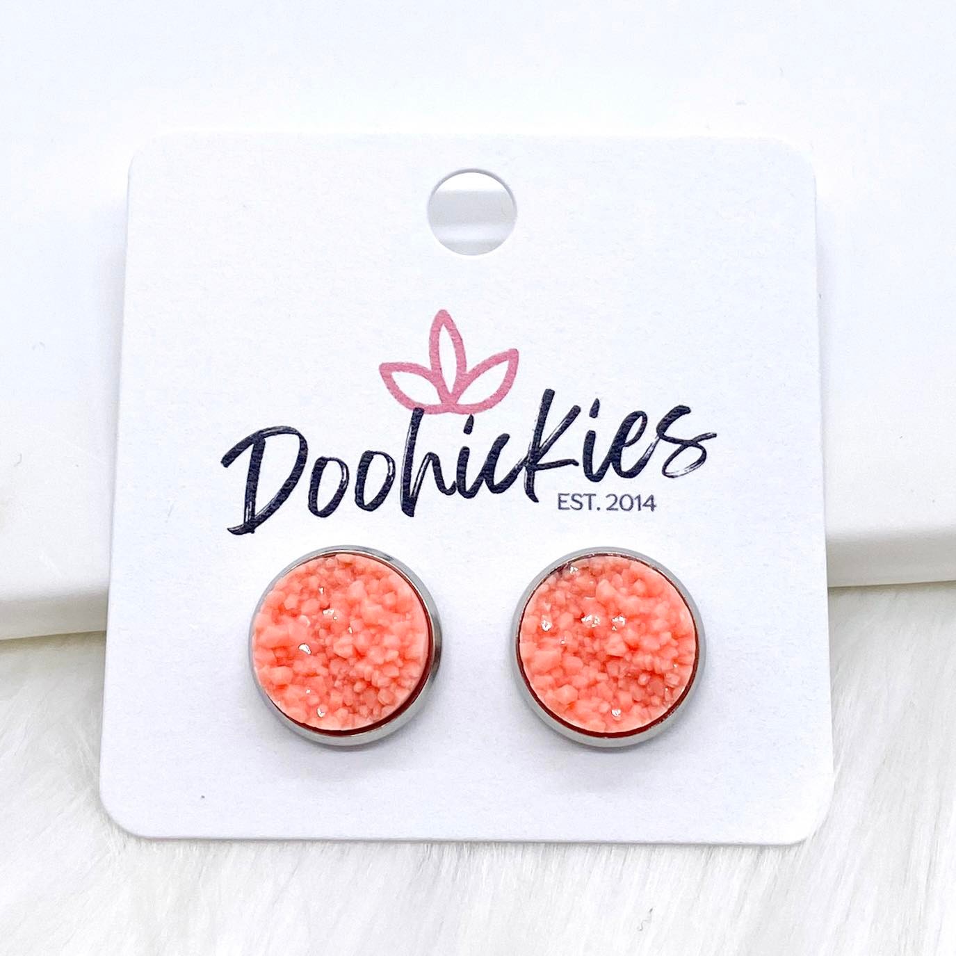 12mm Bright Crystal Studs in Stainless Steel Settings -Summer Earrings by Doohickies Wholesale