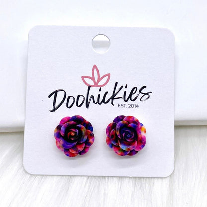 14mm Rose Singles -Earrings by Doohickies Wholesale