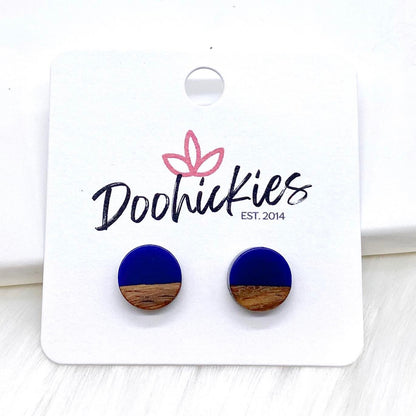 10mm Colorblock Studs -Earrings by Doohickies Wholesale