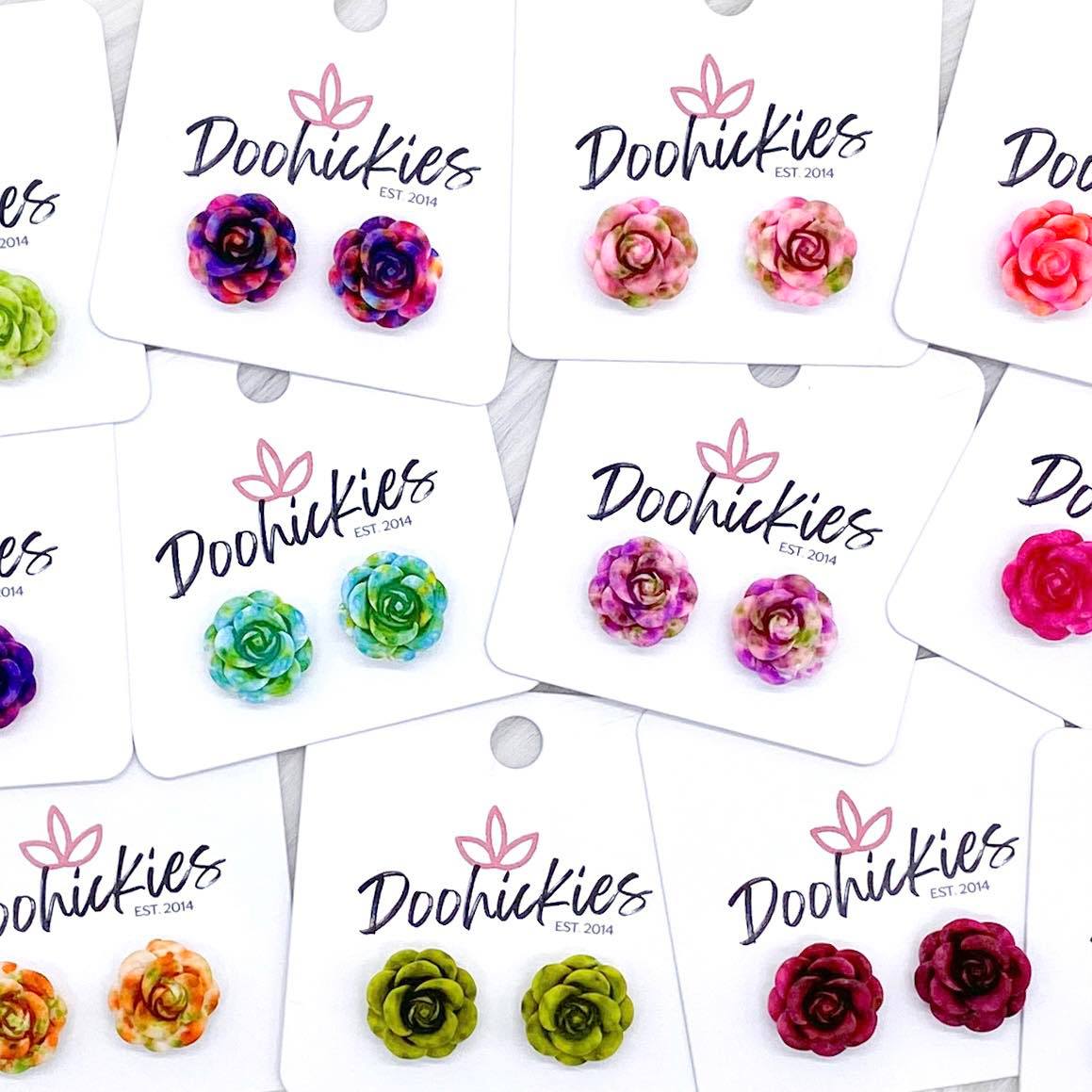 14mm Rose Singles -Earrings by Doohickies Wholesale