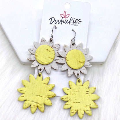 3.5" Daisy Dangle Drops (3-D Collection) -Earrings by Doohickies Wholesale