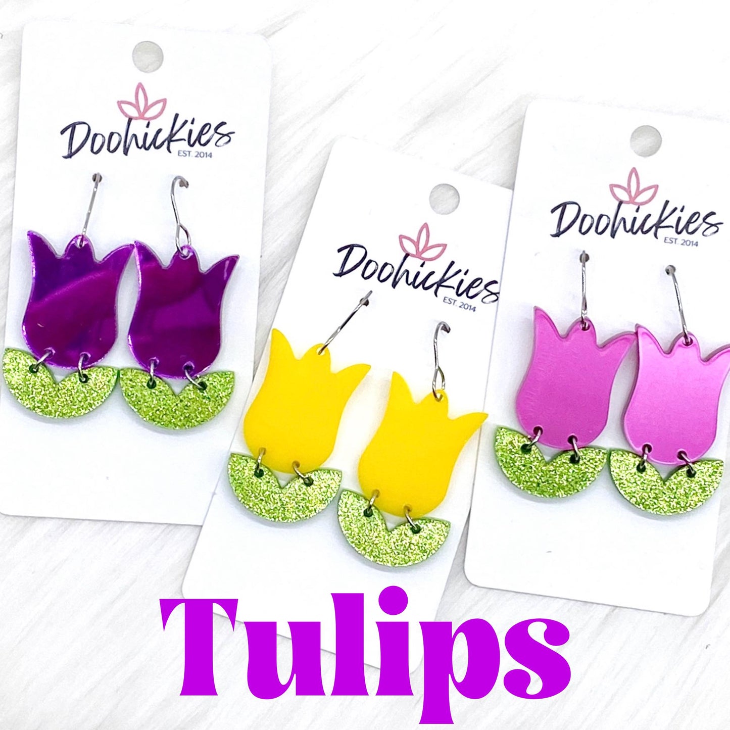 1.5" Tulip Acrylics -Earrings by Doohickies Wholesale