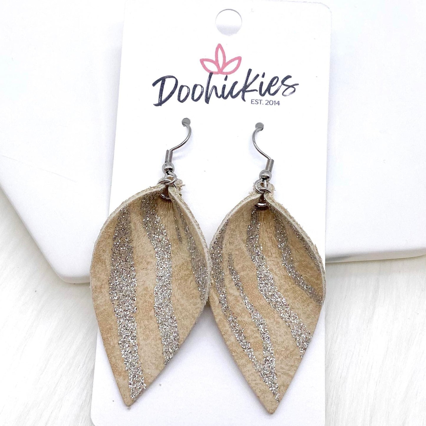 2" Zebra Shimmer Small Petals -Earrings by Doohickies Wholesale