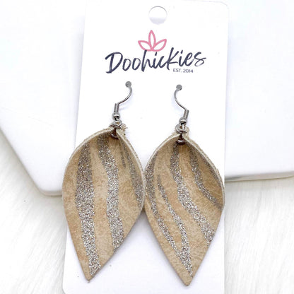 2" Zebra Shimmer Small Petals -Earrings by Doohickies Wholesale