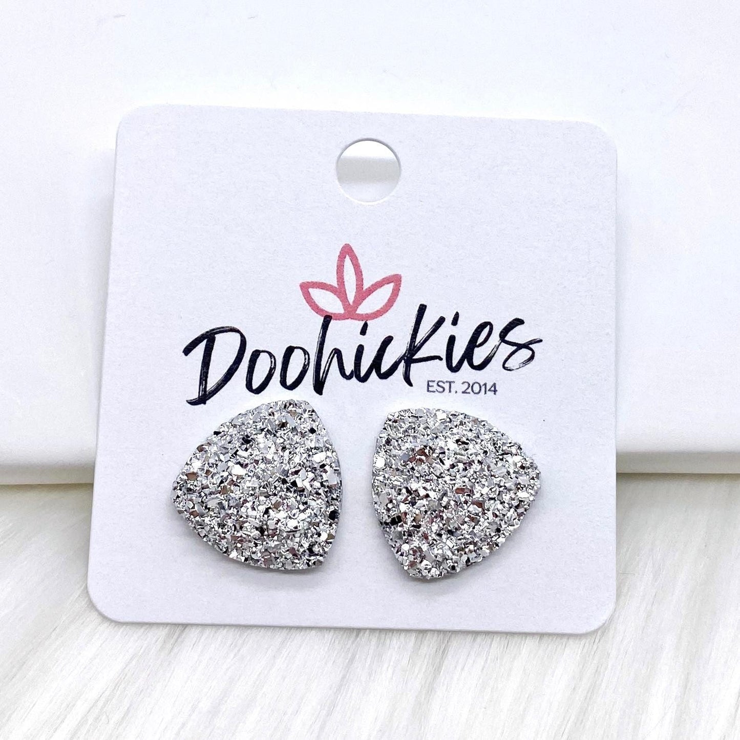 16mm Glittery Triangle Singles -Earrings by Doohickies Wholesale