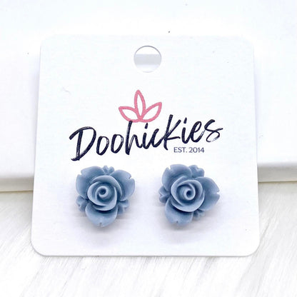 13mm Blooming Rose Singles -Earrings by Doohickies Wholesale