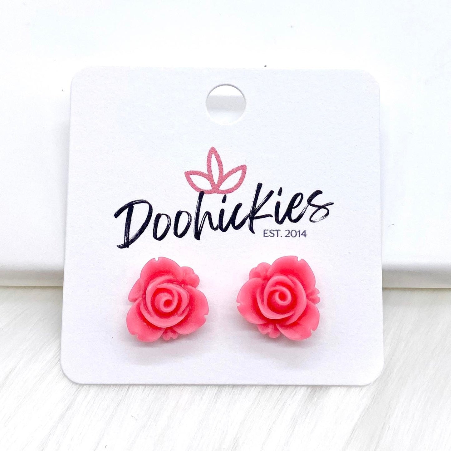 13mm Blooming Rose Singles -Earrings by Doohickies Wholesale