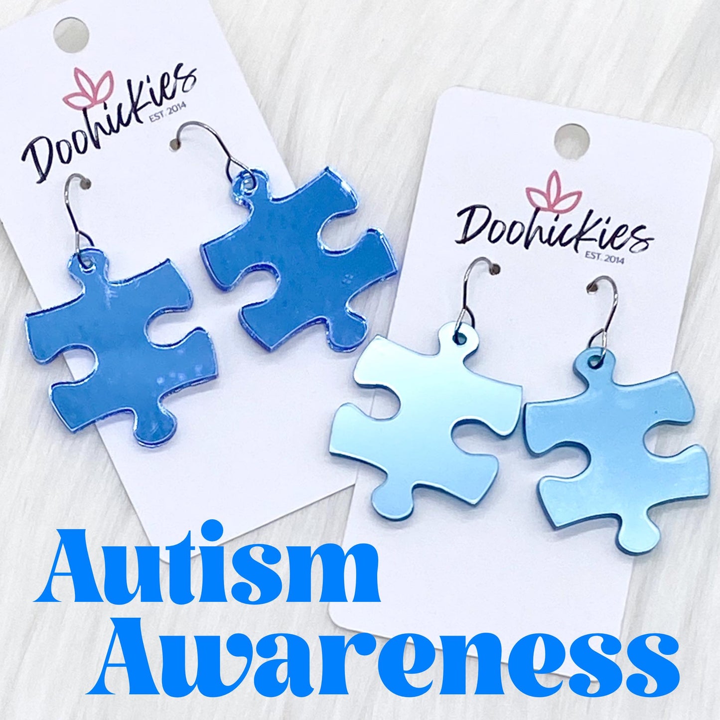 1.5" Autism Awareness Puzzle Piece Acrylics -Earrings by Doohickies Wholesale