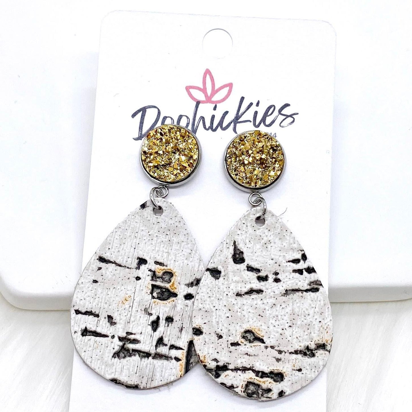 2" Neutral Driftwood Dangles -Earrings by Doohickies Wholesale