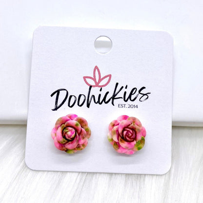 14mm Rose Singles -Earrings by Doohickies Wholesale