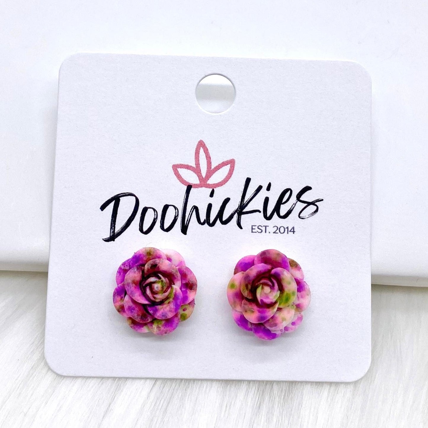 14mm Rose Singles -Earrings by Doohickies Wholesale