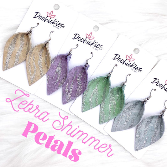 2" Zebra Shimmer Small Petals -Earrings by Doohickies Wholesale