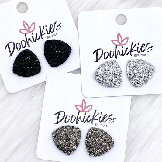 16mm Glittery Triangle Singles -Earrings by Doohickies Wholesale