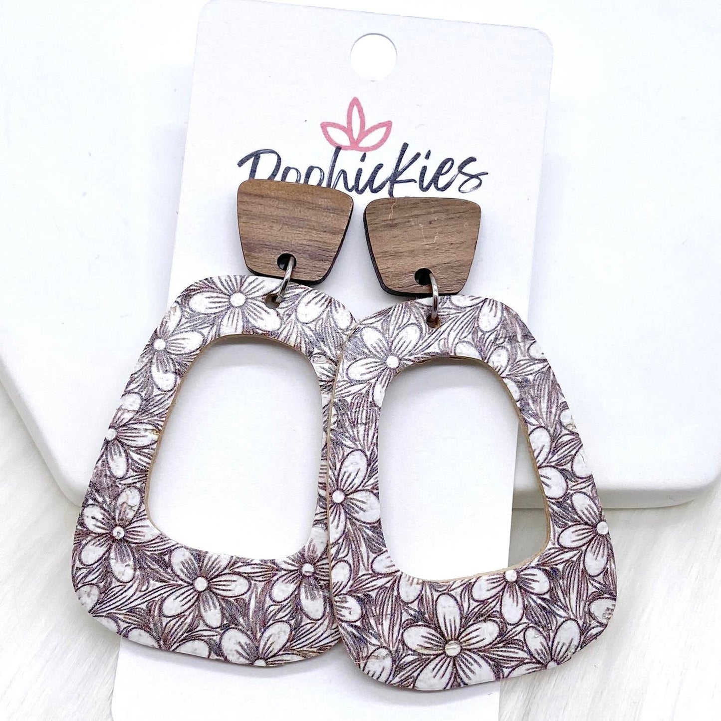 Monotone Taupe Floral Bell Collection -Earrings by Doohickies Wholesale