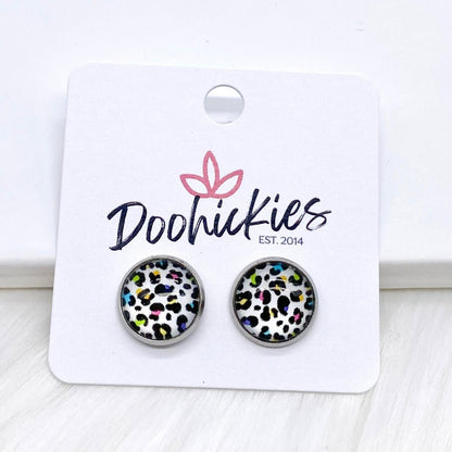 12mm Leopard Singles -Earrings by Doohickies Wholesale