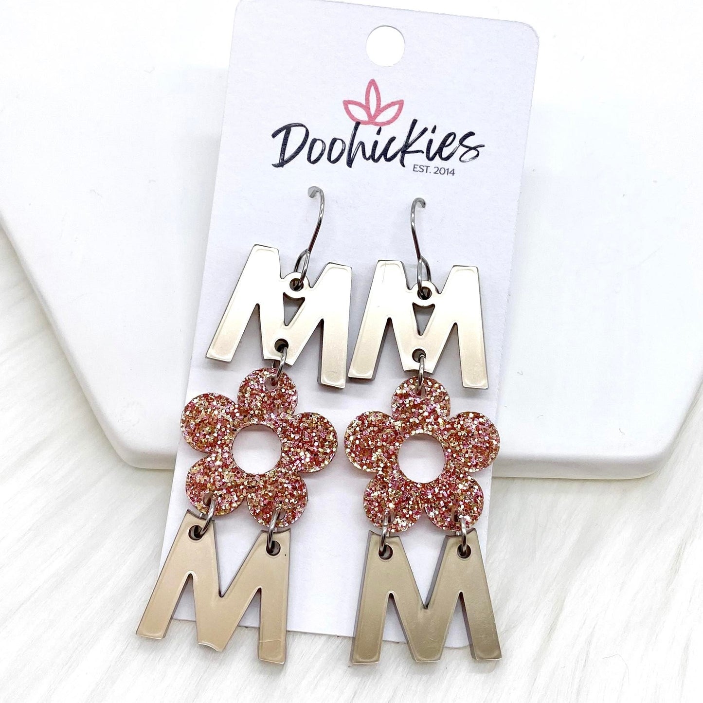 2.5" Rosy Mom Acrylics -Earrings by Doohickies Wholesale