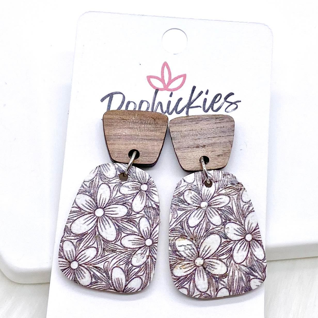 Monotone Taupe Floral Bell Collection -Earrings by Doohickies Wholesale