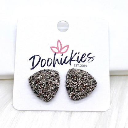 16mm Glittery Triangle Singles -Earrings by Doohickies Wholesale