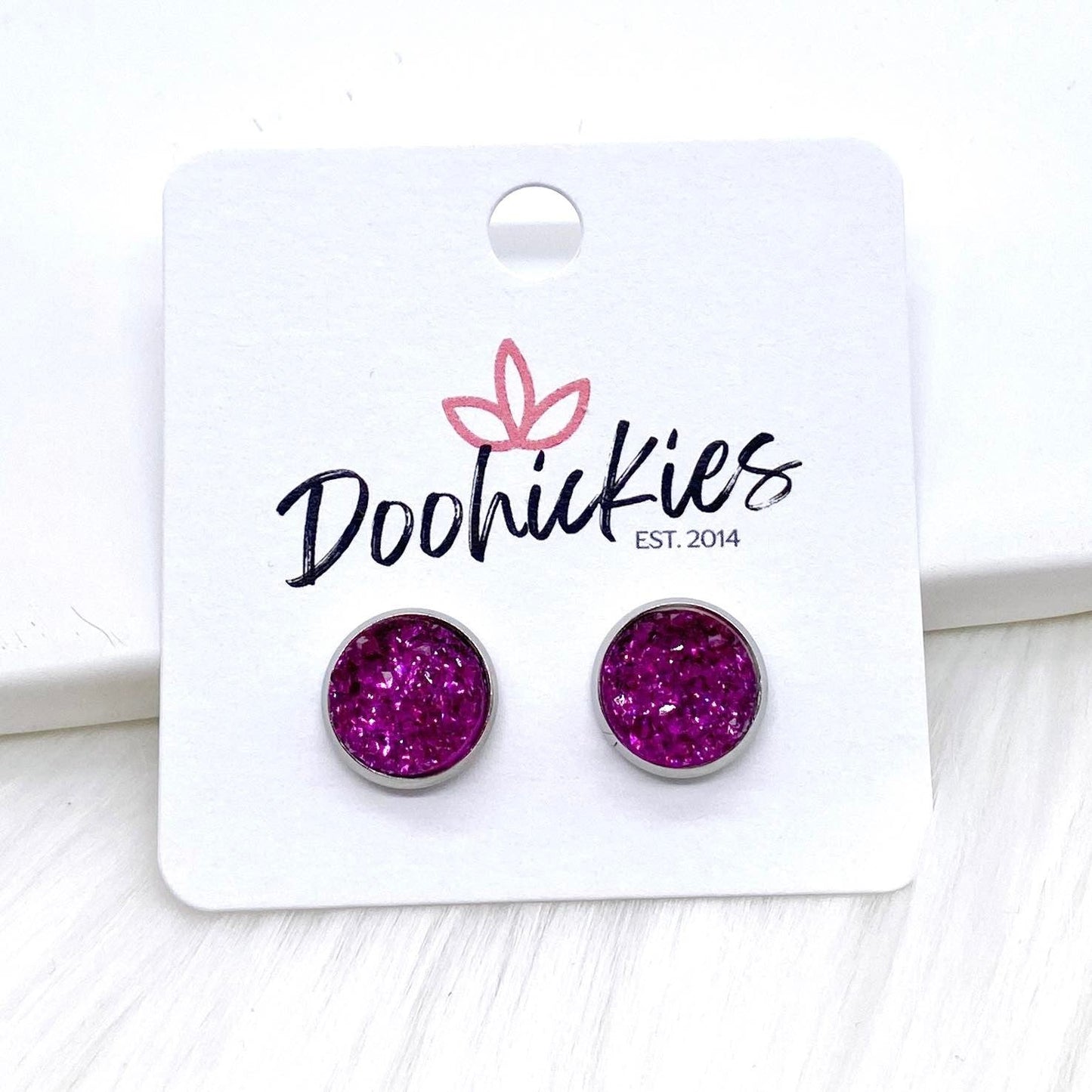 10mm Sparkles in Stainless Steel Settings -Earrings by Doohickies Wholesale