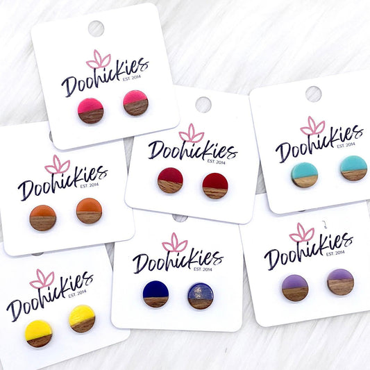 10mm Colorblock Studs -Earrings by Doohickies Wholesale