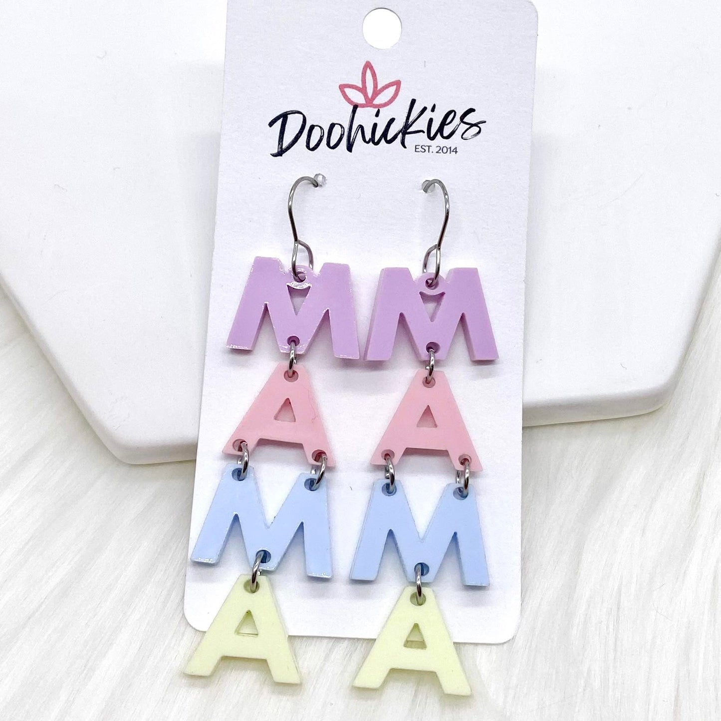 2.75" Pastel Mama Acrylics -Earrings by Doohickies Wholesale