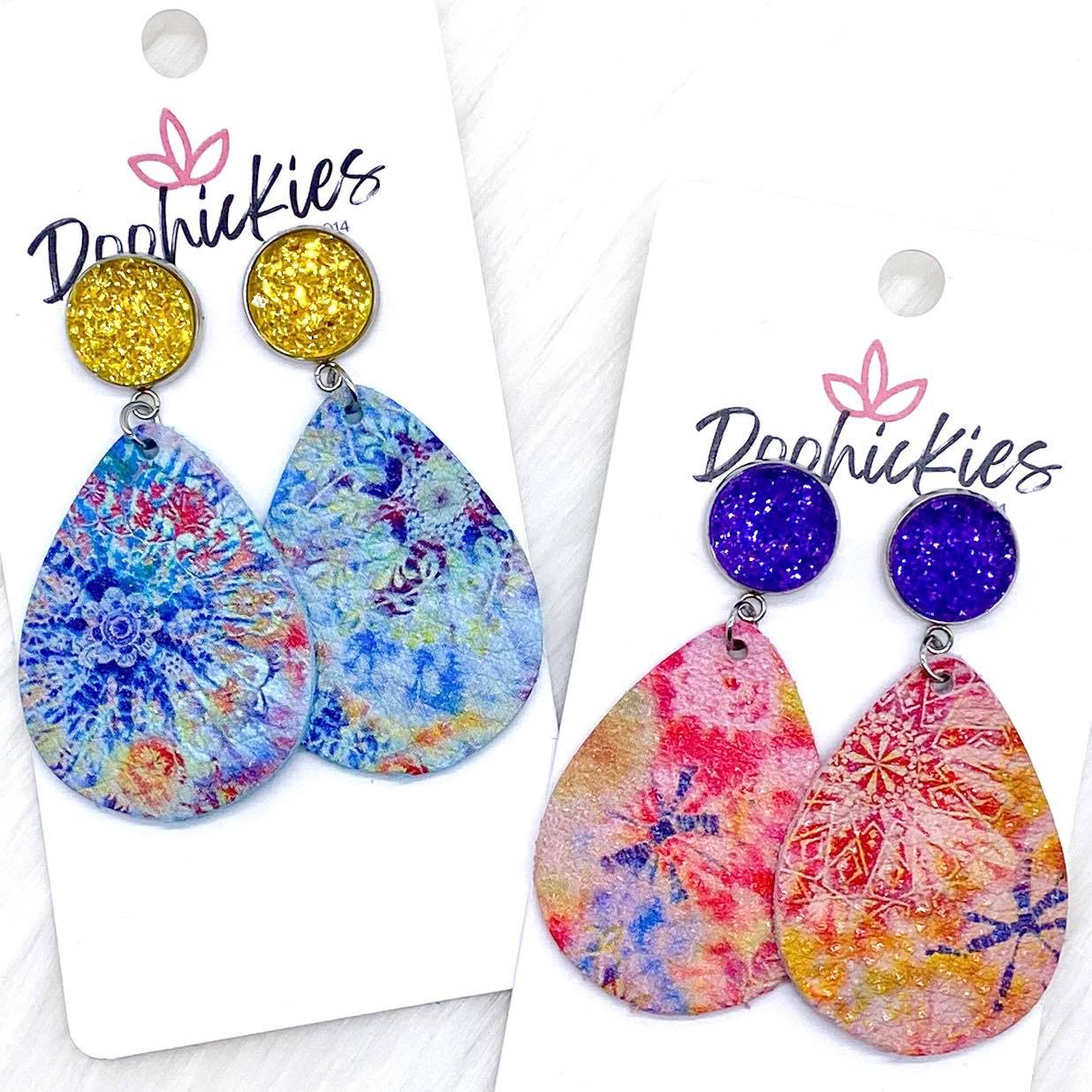 2" Tie Dye Dangles -Earrings by Doohickies Wholesale