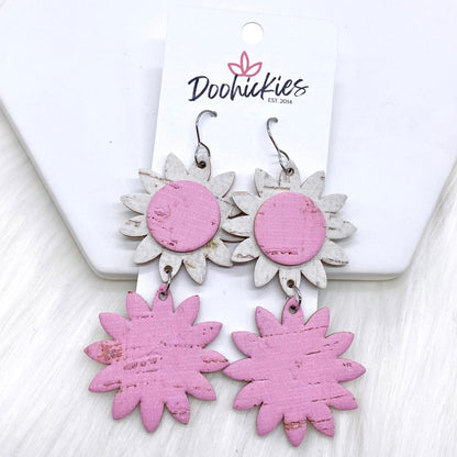 3.5" Daisy Dangle Drops (3-D Collection) -Earrings by Doohickies Wholesale