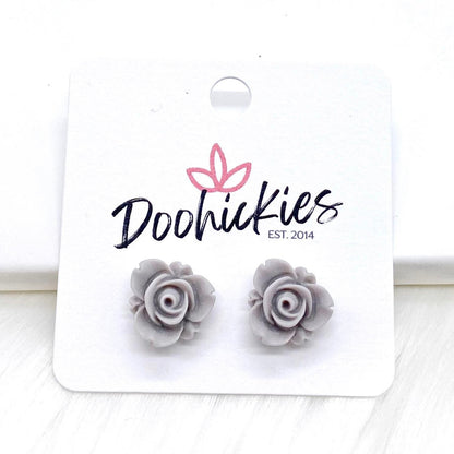 13mm Blooming Rose Singles -Earrings by Doohickies Wholesale