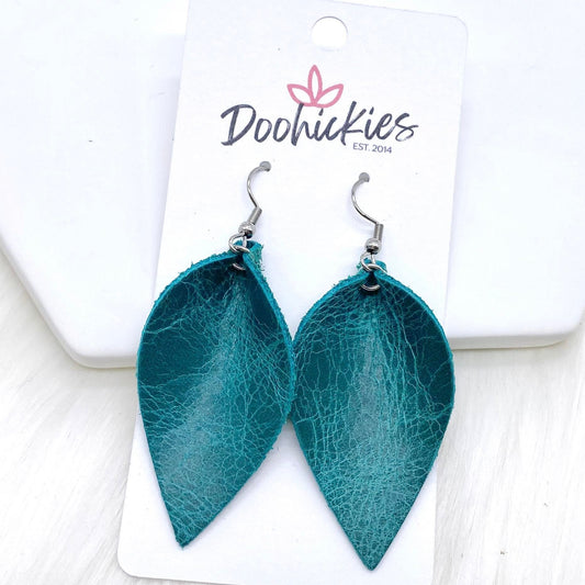 2" Teal Riviera Petals (Smaller Version) -Earrings by Doohickies Wholesale