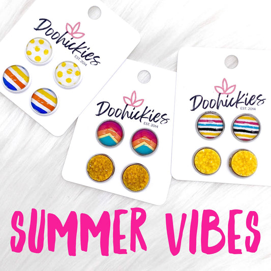 12mm Summer Vibes Duos -Summer Earrings by Doohickies Wholesale