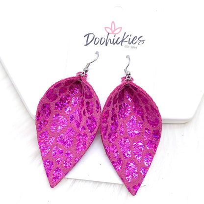 2.5" Metallic Valentine's Day Leopard Petals -Earrings by Doohickies Wholesale