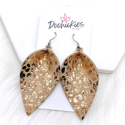 2.5" Metallic Leopard Petals -Earrings by Doohickies Wholesale