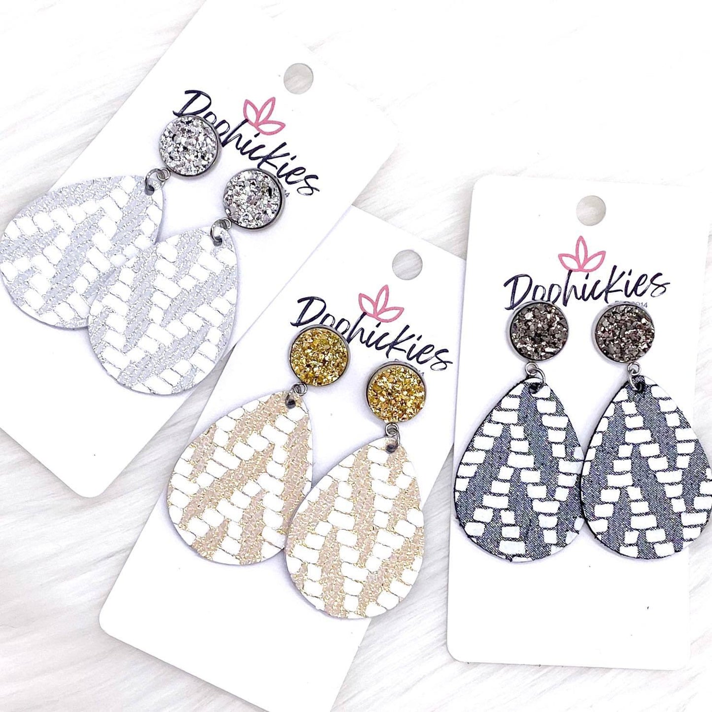 2" Metallic Chevron Dangles -Earrings by Doohickies Wholesale