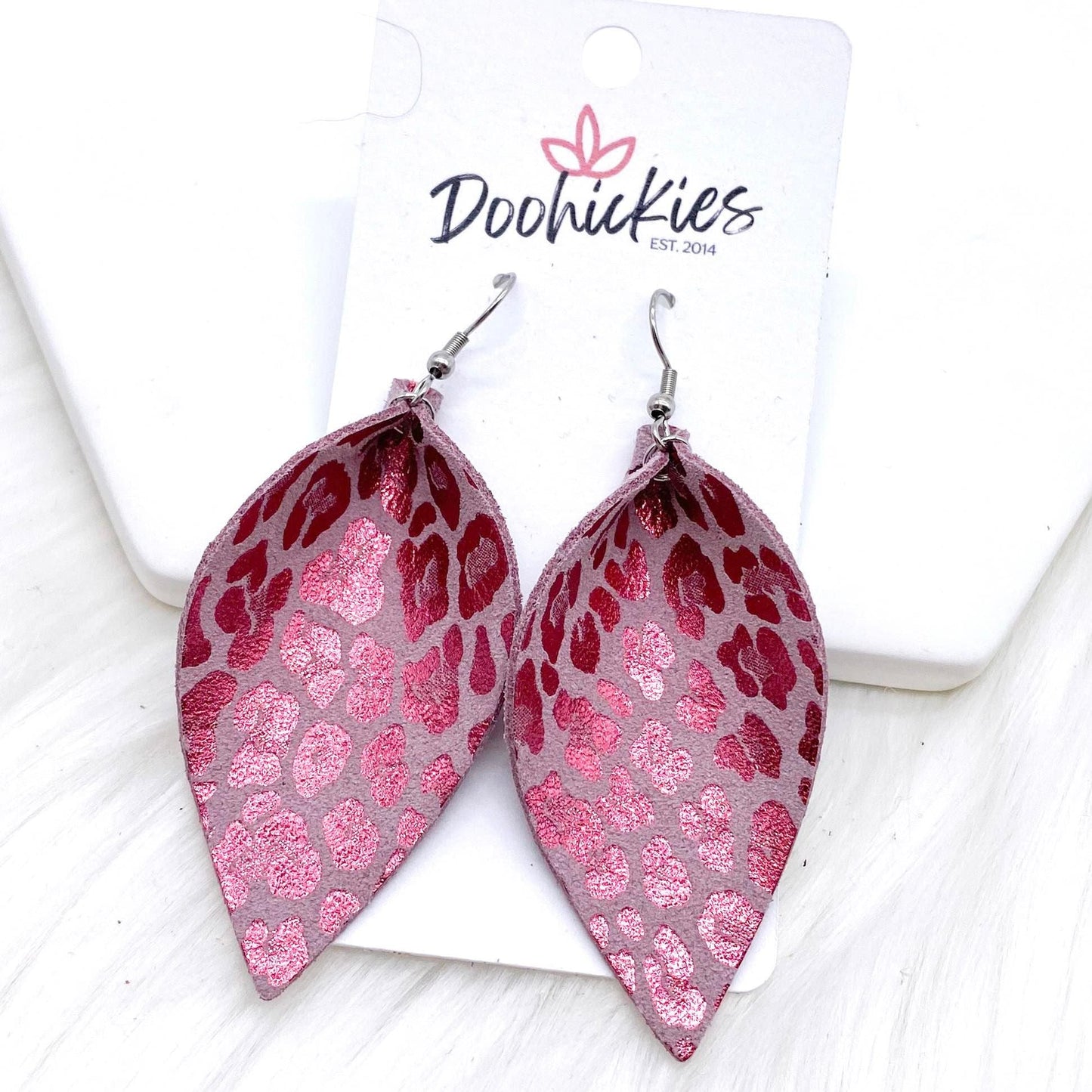 2.5" Metallic Leopard Petals -Earrings by Doohickies Wholesale