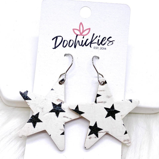 1.5” Black Star Corkies (STAR SHAPE) -Patriotic Earrings by Doohickies Wholesale