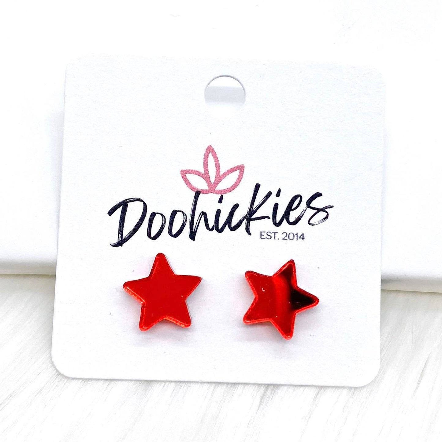 12mm Mirror Stars -Patriotic Earrings by Doohickies Wholesale