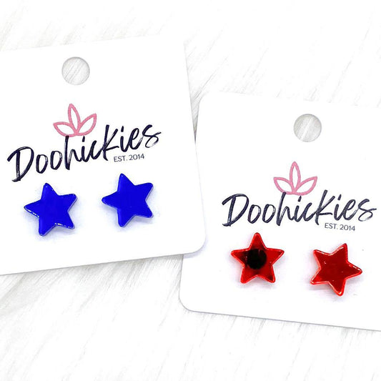 12mm Mirror Stars -Patriotic Earrings by Doohickies Wholesale